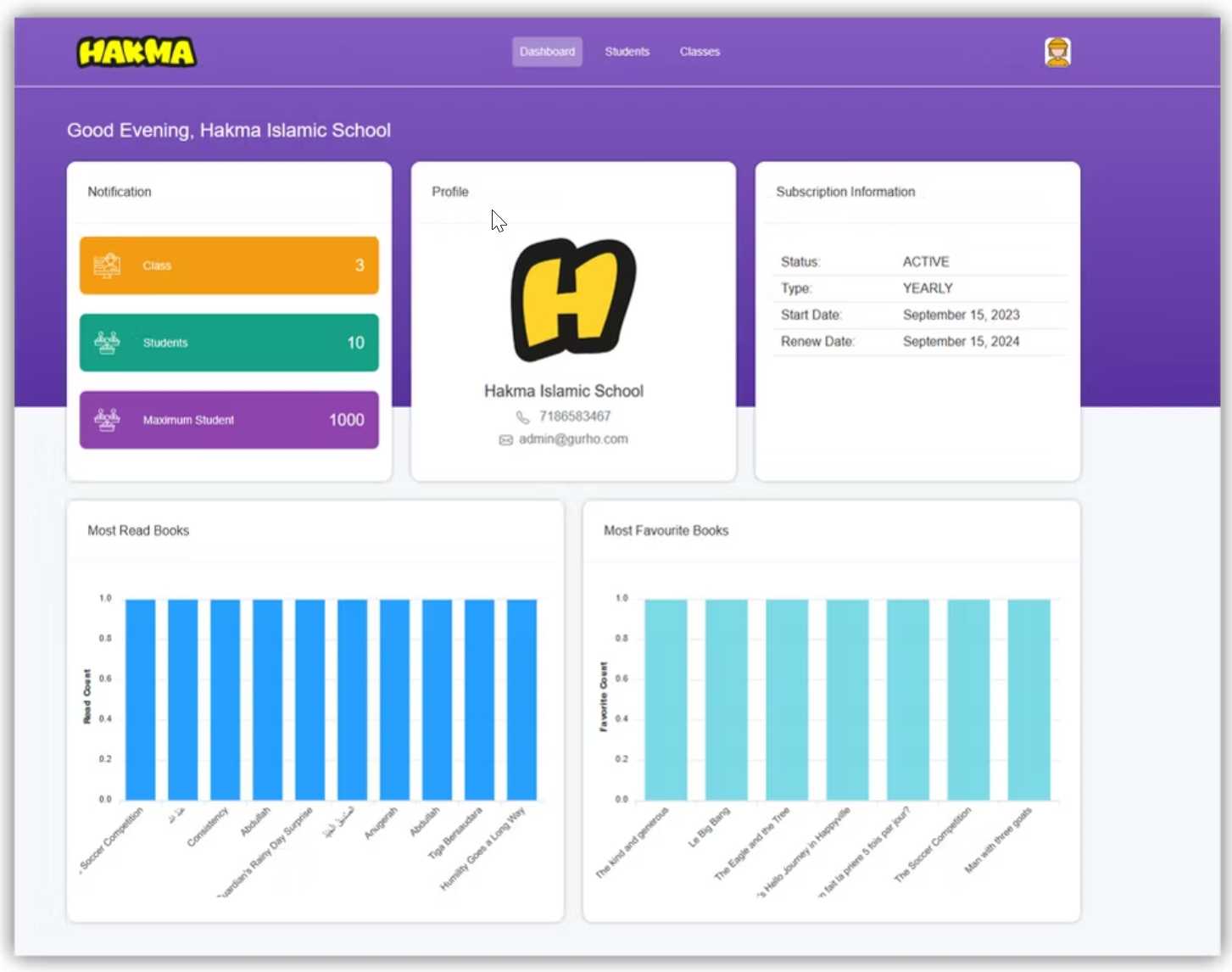 School Platform Dashboard
